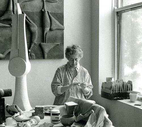Artist Ruth Duckworth in her Chicago studio, circa 1990.