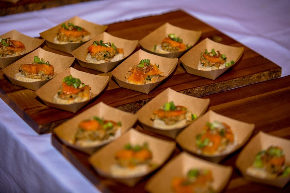 A table with artfully arranged food samples