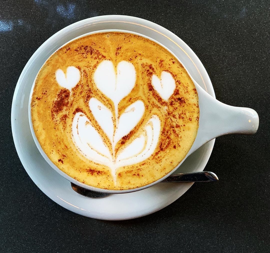 a photo of a pumpkin spice latte at Groundswell Coffee Roasters