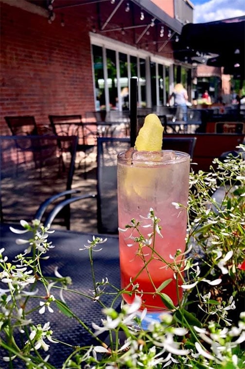 A cool drink on the patio at Wolcott Tap in Ravenswood