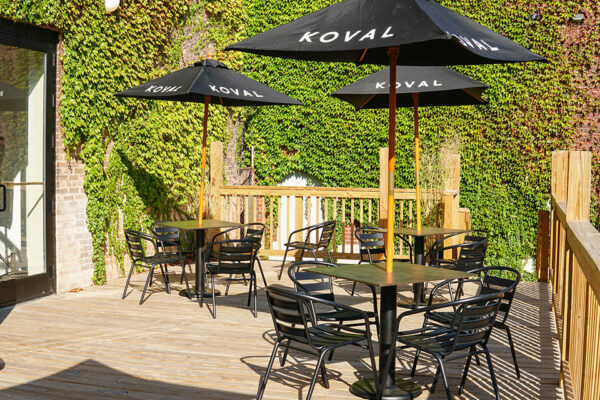 KOVAL Distillery's Malt Row patio