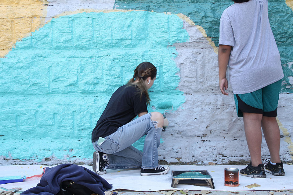 Students help paint For My Neighbors, With Love by Ponnopozz