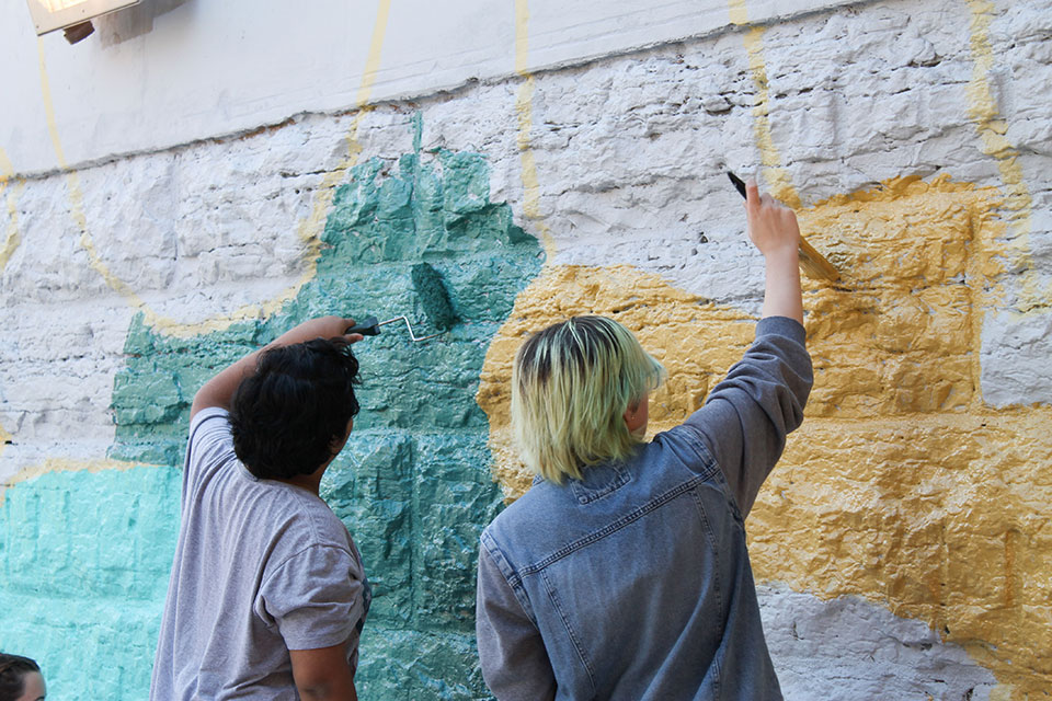 Students help paint For My Neighbors, With Love by Ponnopozz