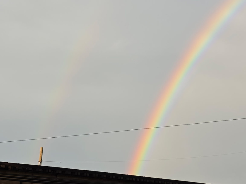 A stunning double rainbow appears in Chicago's skies.