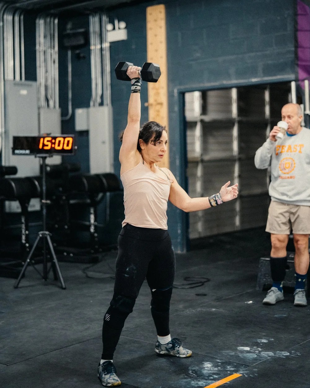 A woman lifting weights